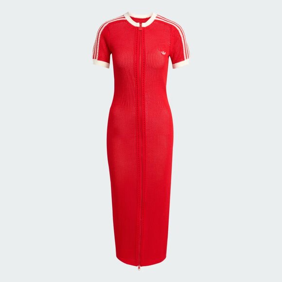 ☆Adidas☆Originals Knit Collar Short Sleeve Dress Red adidas Originals | Dresses | Originals Premium Crochet Dress